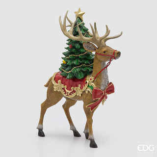 decorazione natalizia renna con albero di natale pino addobbato