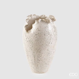 vaso di ceramica a forma di conchiglia hakra colore bianco e grigio 