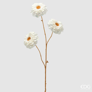 tre rami di fiori artificiali zinnia bianco e oro